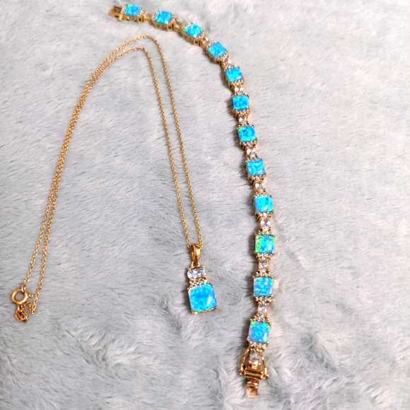 Jewelry - Fire Opal & Blue Topaz GF over Sterling Silver